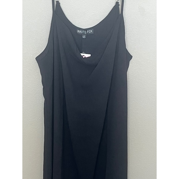 Haute Fox Black Textured Maxi Slip Dress Plus Size 3X Adjustable Straps - Picture 2 of 9